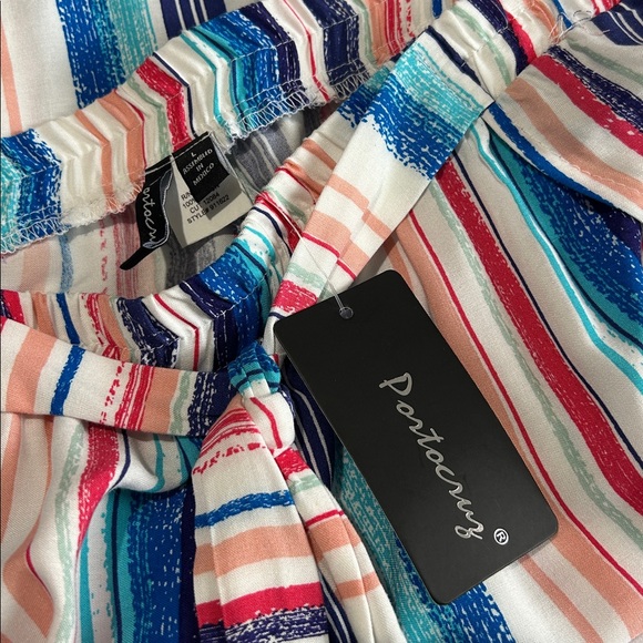 Portocruz Women L Multi colored Striped Cover-up Beach Pant Retro 90’s Style NWT - Picture 3 of 13